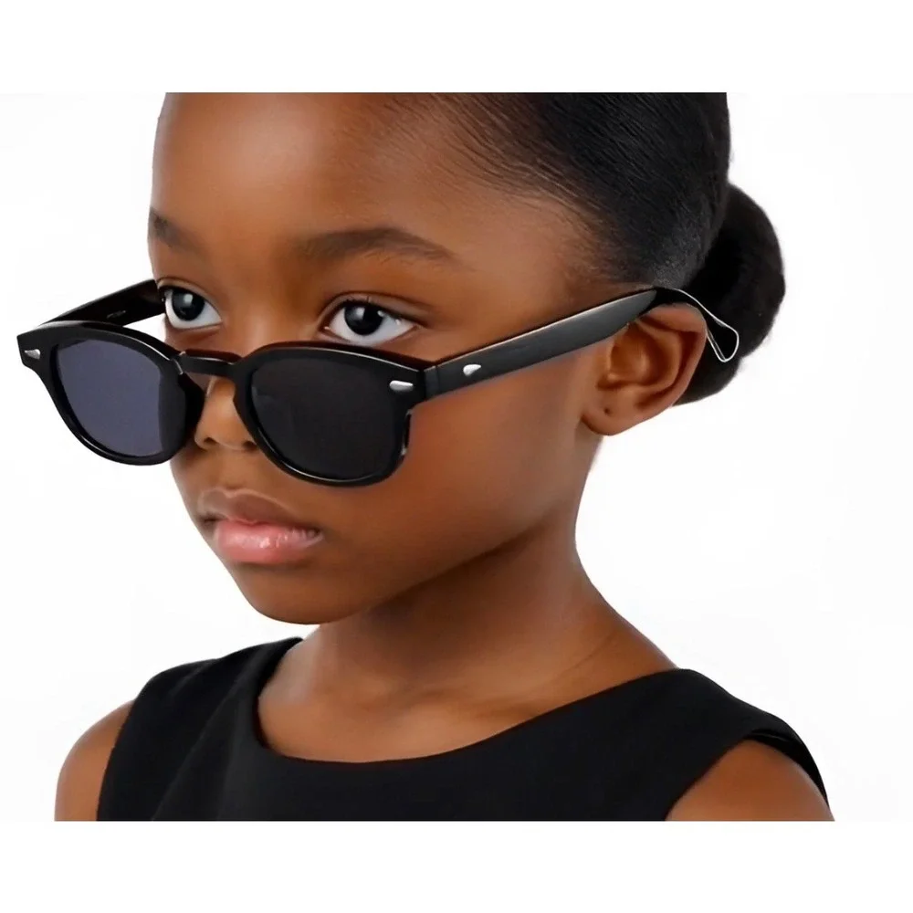 Kids‎ Black Round Sunglasses UV400 Protection TR90 Frame Boys Girls Party Shades
